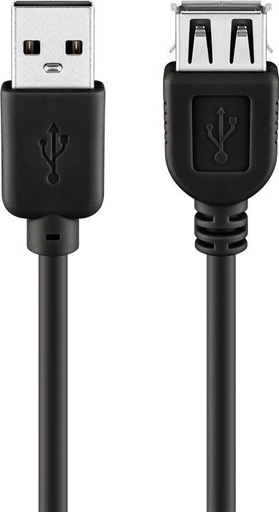 [H44999] USB 2.0 forlængerkabel - A han til A hun, Sort (0,3m)