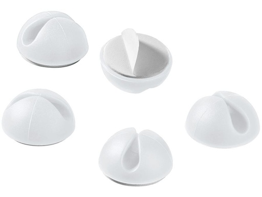 [H44862] Fleksible kabelholdere - Selvklæbende, Hvid (5 stk.)