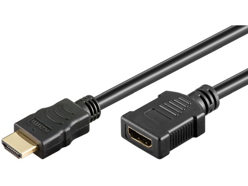 [H44964] HighSpeed HDMI 2.0 forlængerkabel - Han/hun m.E Sort (0,5m)
