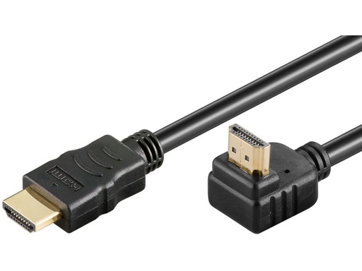 [H44988] HighSpeed HDMI kabel (1,4) Han til 90° han, m.E, Sort (3m)