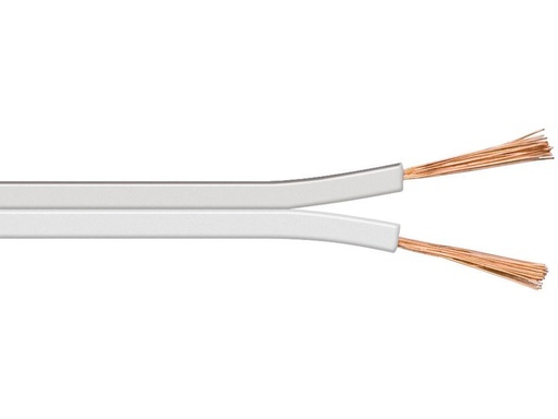 [H45029] Højttalerledning - 2x0,75mm² CCA, Hvid (100m)