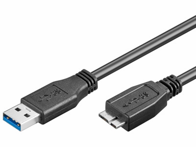 [H37750] USB 3.0 kabel - A han til Micro B han, sort (1m)