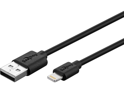 [H38730] USB 2.0 kabel - A han til 8P Lightning han, Sort (1m)