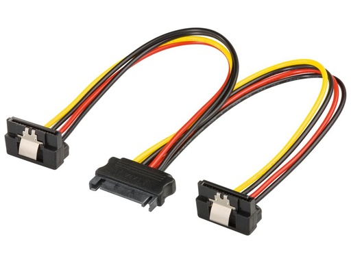 [H33299] Intern PC Y-strømkabel - SATA han til 2x SATA hun 90° (20cm)