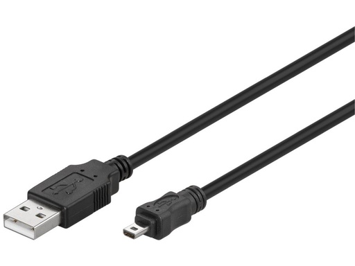 [H31136] USB 2.0 kabel - A han til 8P mini USB han, Sort (1,8m)