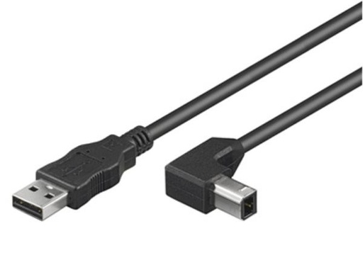 [H30465] USB 2.0 kabel - A han til B han 90°, Sort (5m)