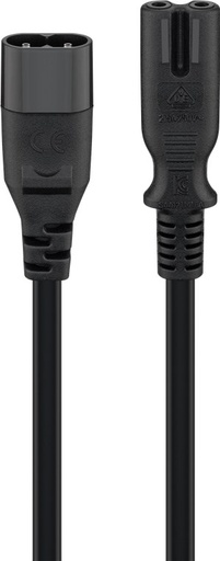 [H31081] Strømkabel - IEC60320 C7 til IEC60320 C8, Sort (2m)