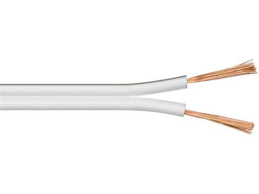 [H29175] Højttalerledning - 2x0,5mm² OFC, Hvid (metervare)