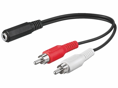 [H11141] Audiokabel - 3,5mm st. JACK hun til 2x RCA(phono) han (0,2m)