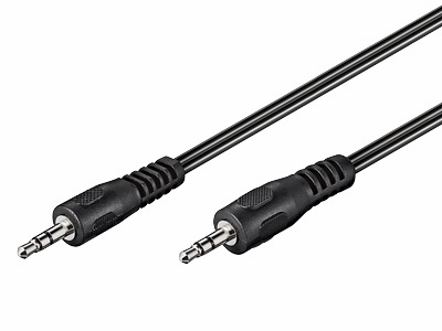 [H11130] Audiokabel - 2 x 3,5mm stereo JACK han, Sort (2,5m)