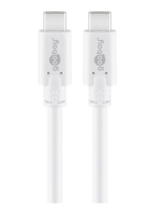 [H53284] USB 3.1 SuperSpeed kabel - 2 x USB-C han (3A), Hvid (1m)