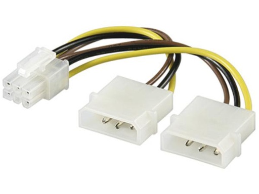 [H25227] Intern PC strømkabel - 2 x 5,25" til 6P PCI express (15cm)