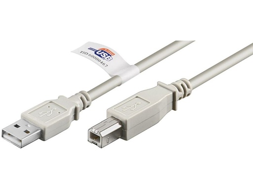 [H11518] USB 2.0 kabel - A han til B han, Grå (2m)