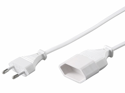 [H11649] Strømkabel - Euro han til Euro hun, Hvid (2m)