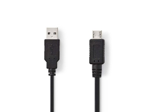 [H29876] USB 2.0 kabel - A han til micro A han, Sort (2m)