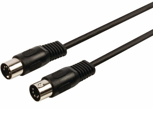 [H28082] Midi audiokabel - 2 x 5 pol 180° DIN han, Sort (1m)