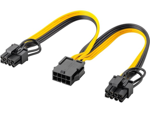 [H64327] PCIe strønforsyningskabel - 8-Pin hun til Dual 6+2 han