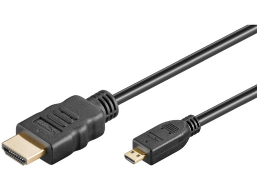 [H57919] HDMI 2.0 kabel - HDMI (A) han > micro (D) han, Sort (0,5m)