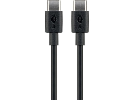[H61990] USB 2.0 kabel - 2 x USB-C han, 3A (60W), Sort (0,5m)