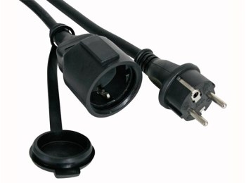 [H41691] Gummi forlængerkabel - 3G1.5, IP44, Sort (5m)