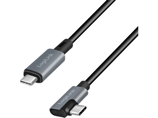 [H63536] USB 2.0 kabel -  USB-C > USB-C 90° han, 5A (PD3), sort (2m)