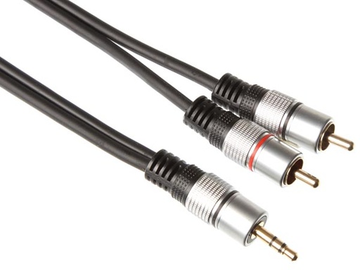 [H38674] Audiokabel - 3,5mm st. JACK han > 2 x RCA(Phono) han (10m)