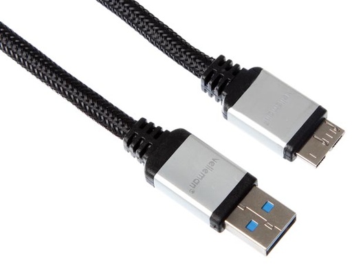 [H38831] USB 3.0 kabel - A han til Micro B han, Sort - Prof. (1,8m)
