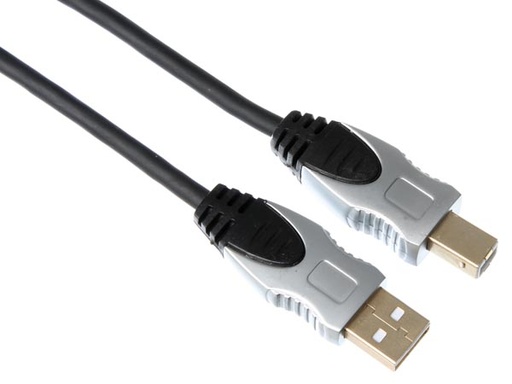 [H38805] USB 2.0 kabel, prof. - A han til B han, Sort (1,8m)