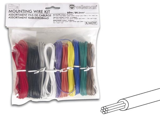 [H11720] Mont.ledningssortiment - 10 farver, 0,20mm² flertrådet (60m)