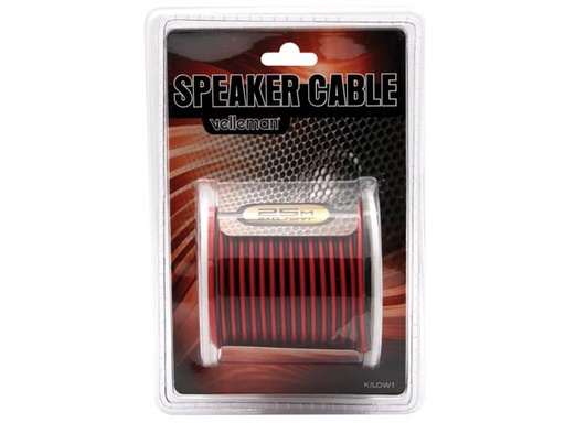 [H11612] Højttalerledning, tvilling - 2x0,75mm² CU, rød/sort (25m)