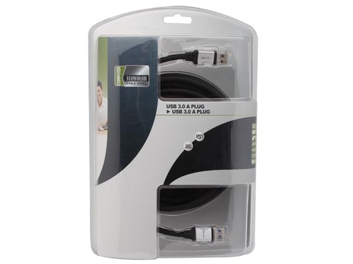 [H43670] USB 3.0 kabel - A han til A han, Sort - Prof. (5m)