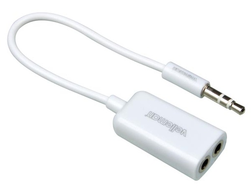 [H43713] Audiokabel - 3,5mm st.JACK han > 2 x 3,5mm st.JACK hun, Hvid