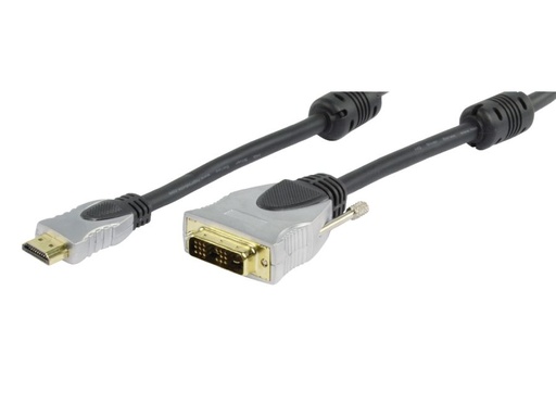 [H39054] DVI/HDMI kabel - DVI-D(18+1) han til HDMI han, Sort HQ (15m)
