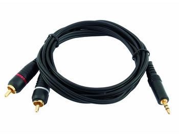 [H36364] Prof. audiokabel - 3,5mm st. JACK han > 2 x Phono han (6m)