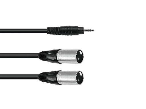 [H31846] Audiokabel - 3,5mm stereo JACK han til 2 x XLR han (3m)