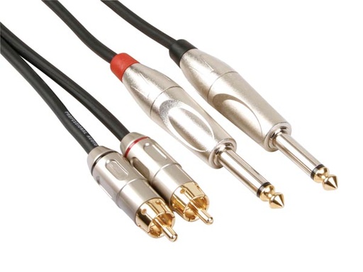 [H11439] Audiokabel - 2 x 6,35mm mono JACK han > 2 x RCA han (5m)