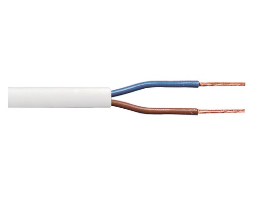 [H63291] Plastkappeledning - 2x1mm², H05VV-F rund, Hvid (metervare)