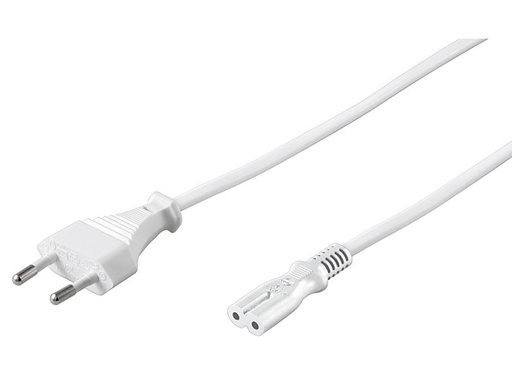 [H45739] Strømkabel - Euro han til C7 (8-tal) hun, Hvid (1,8m)