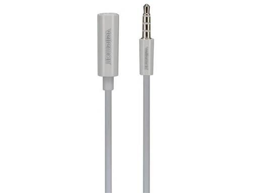 [H43710] 4pol audioforlængerkabel - 3,5mm JACK han/hun, Hvid (1m)