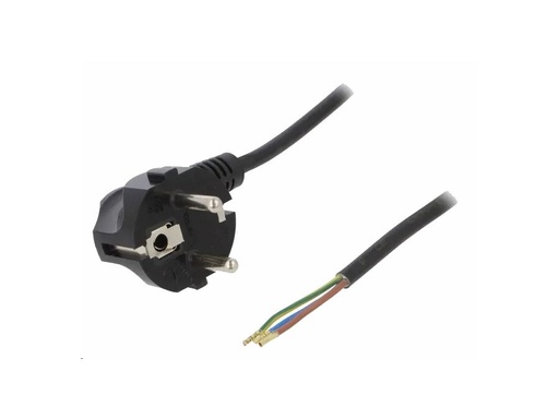 [H58023] Strømkabel - 90° CEE7/7 til løs ende, 3x0,75mm², Sort (3m)