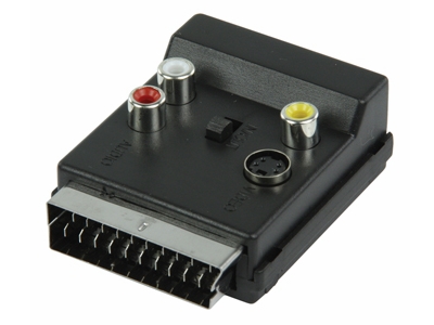[H31066] SCART adapter - SCART han/hun + 3 x RCA(phono) + S-VHS