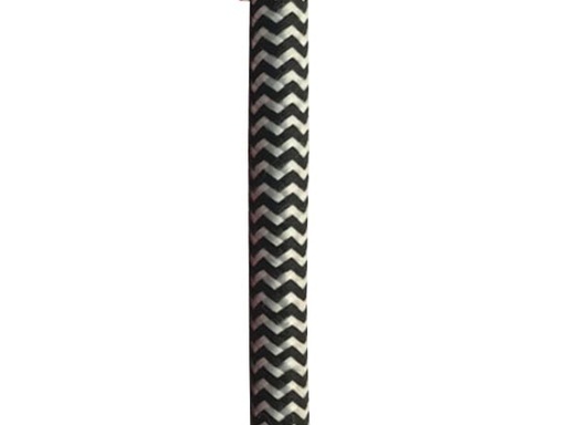 [H32480] Stofledning - 2 x 0,75mm², SORT/HVID sildeben (metervare)