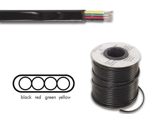 [H11674] Telefonledning - 4 x 0,08mm² FK4 trådet, Sort (metervare)