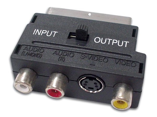 [H11162] SCART IN/OUT adapter - SCART han > 3 x RCA +S-VHS