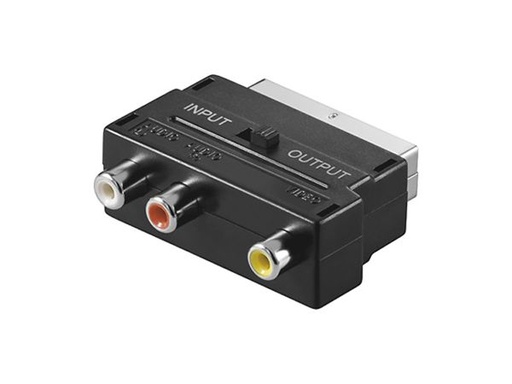 [H11165] SCART adapter - SCART han til 3 x RCA hun (A/V ind/ud)