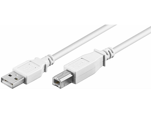[H11509] USB 2.0 kabel - A han til B han, Hvid (1m)
