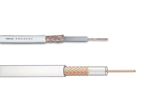 [H11595] COAX videokabel - 75ohm 4C-2V, Hvid Ø6mm (metervare)