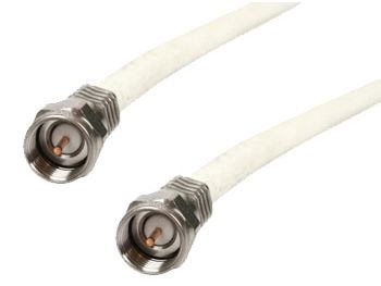 [H26046] Antennekabel - F han til F han, RG6 2 x skærm CU HVID (10m)