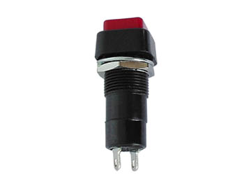 [H29955] Rund Trykkontakt - 1P ON-(OFF), 3A/125V, Sort (Ø12mm)