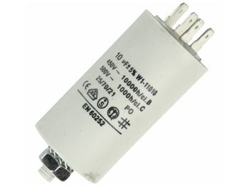 [H29891] MOTOR kondensator - 10uF / 450V, M8 forskruning, Spadestik